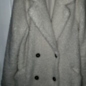 White Teddy BEAR Double Breasted coat Size L